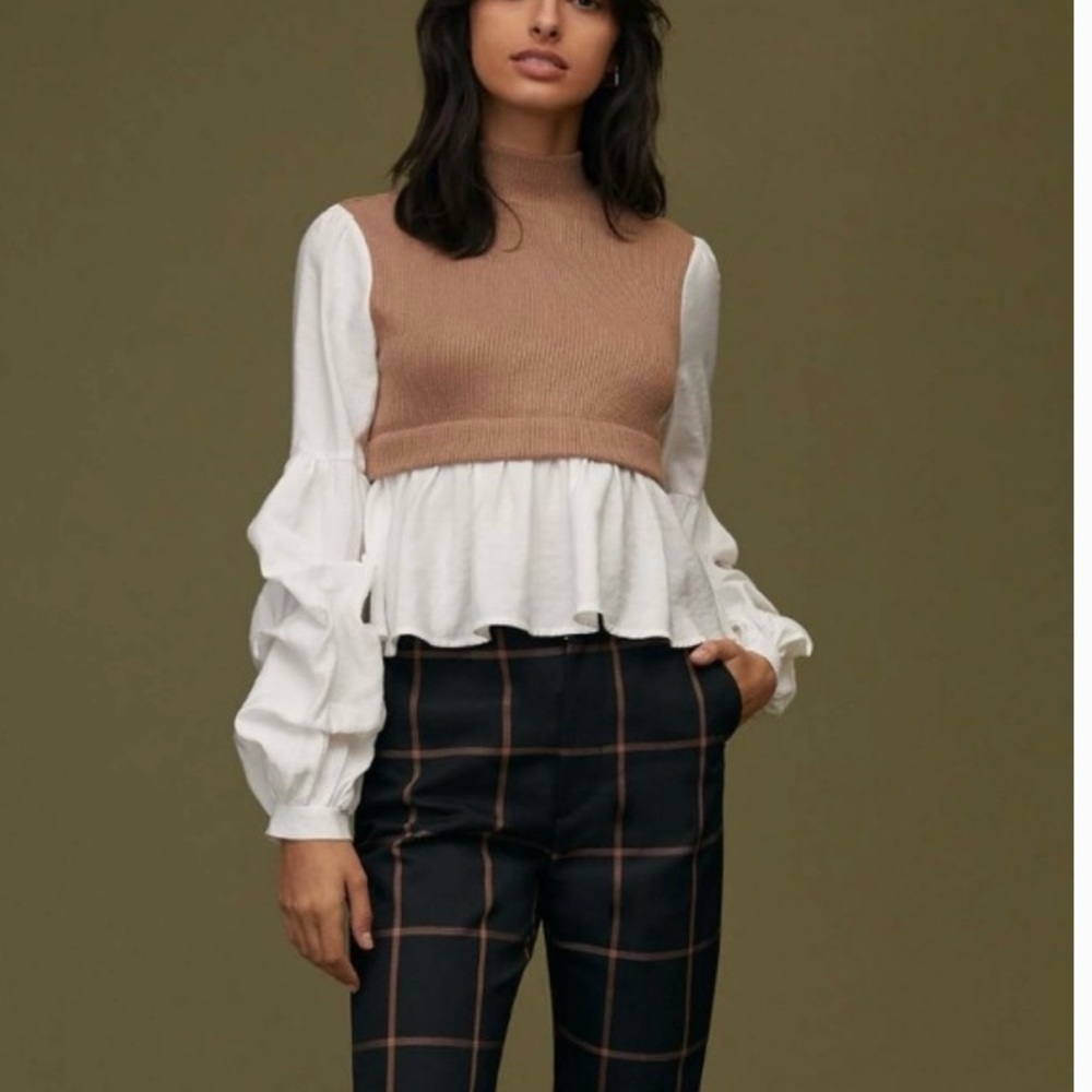 Anthropologie vest  Ruffled Layered Top/ blouse
